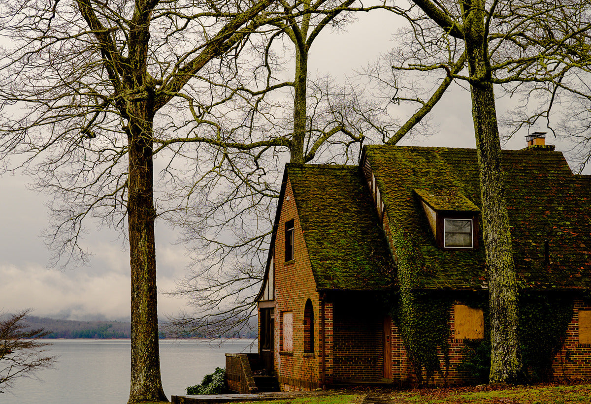 ‘Dam Cabin GA’ Wood Print